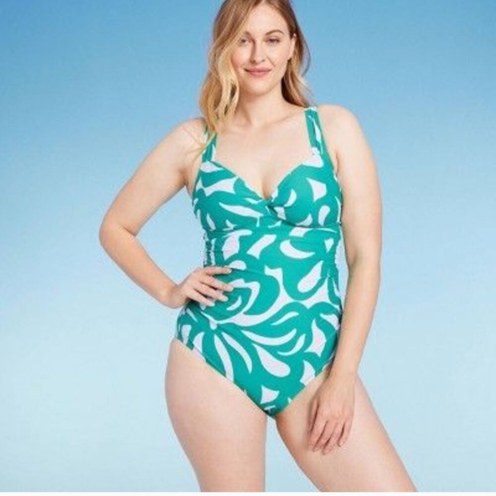 New With Tags Teal And White One Piece Swimsuit